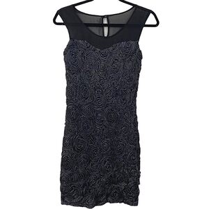 NWT Soprano Rosette Illusion Black Sleeveless Dress Size S